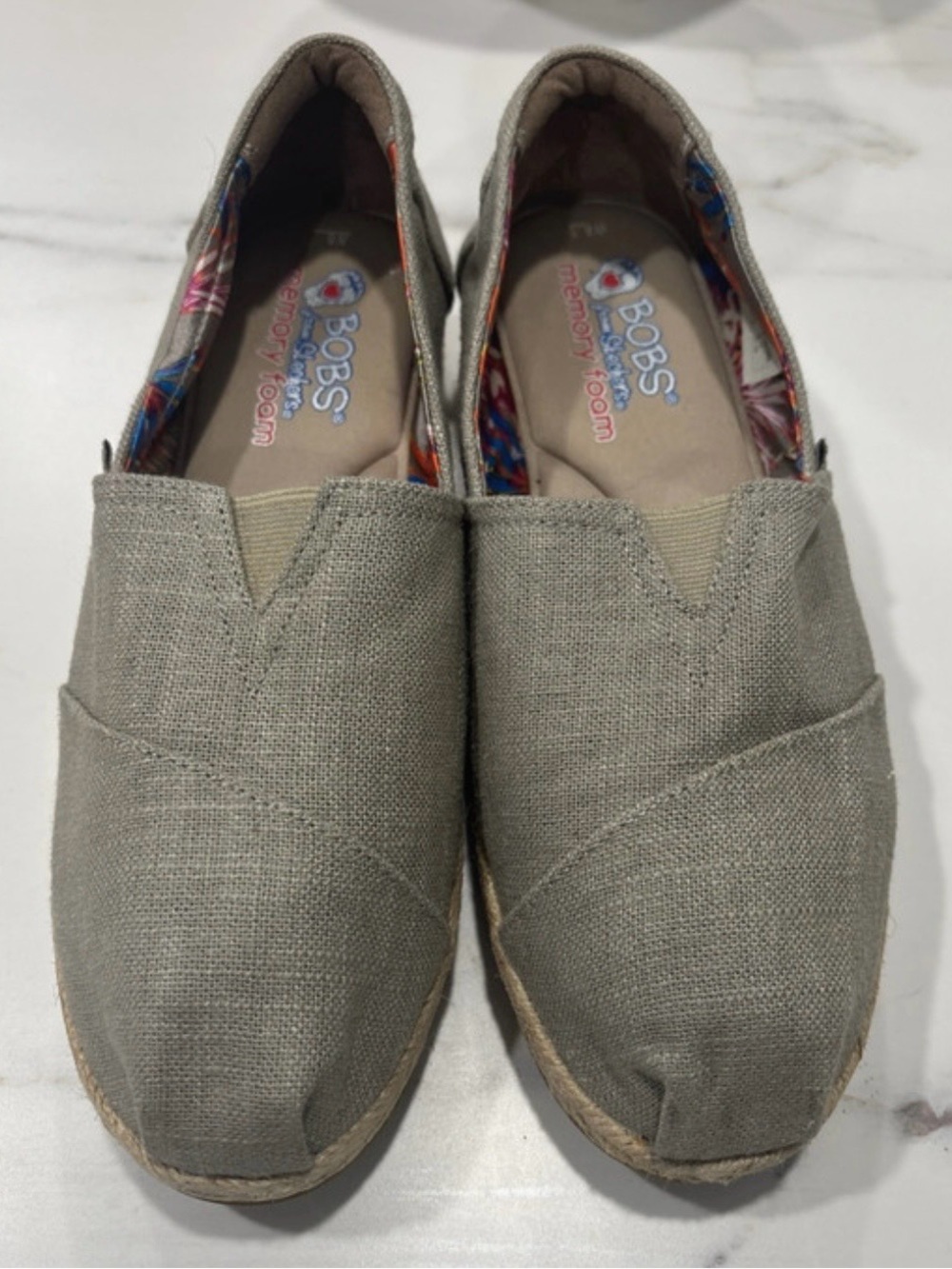 Skechers BOBS Slip-On Espadrille Flats in Taupe Gray